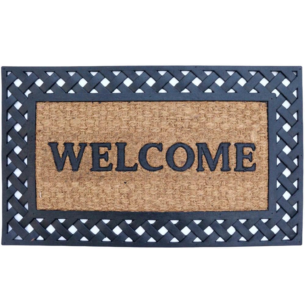 "Natural Coir and Non-Slip Rubber Doormat with Embossed Design Fiber Floor Mat Entryway 18x30"", Peaceful Welcome" price history on PriceWatchPro