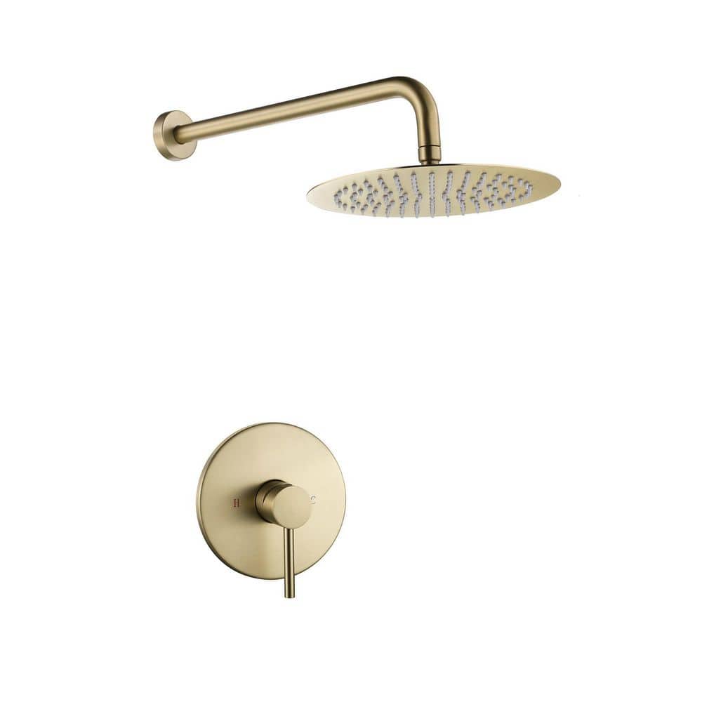 Nestfair 1Spray Patterns 10 in. Wall Mount Fixed Shower Head in Gold