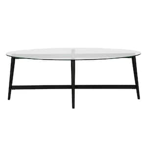 50 in. Oval Glass Coffee Table with No Additional Features