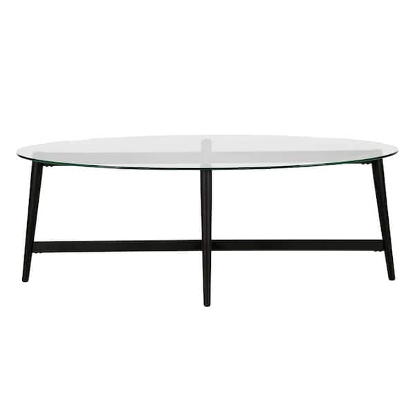 HomeRoots 50 in. Oval Glass Coffee Table with No Additional Features