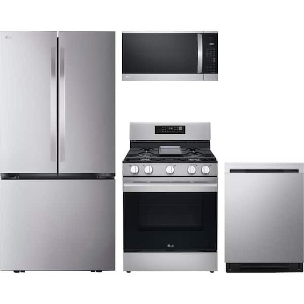 21 cu. ft. Counter Depth French Door Refrigerator with 5 Burner Freestanding Gas Range & Dishwasher with 3rd Rack
