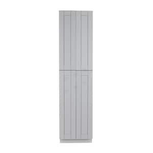Anchester Assembled 24 in. x 84 in. x 27 in. Tall Pantry with 4 Doors in Light Gray
