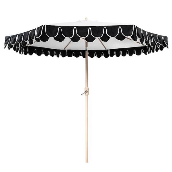 GARSING 9 ft. Aluminum Market Push Button Tilt Patio Umbrella in Black