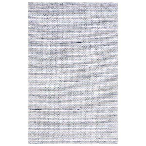 Marbella Blue Ivory 4 ft. X 6 ft. Border Striped Area Rug