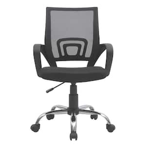 Black Height Adjustable Executive Office Mesh Mid-Back Swivel Chair with Armrest, Lumbar Support