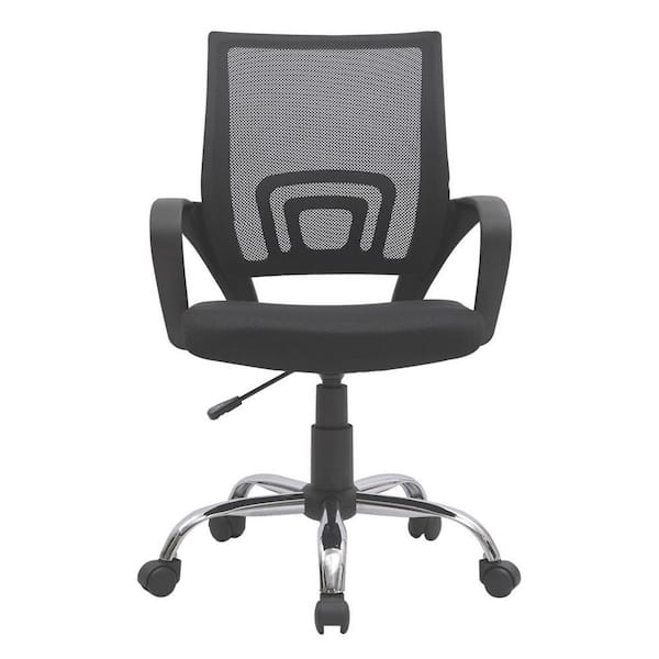 HOMESTOCK Black Height Adjustable Executive Office Mesh Mid-Back Swivel Chair with Armrest, Lumbar Support