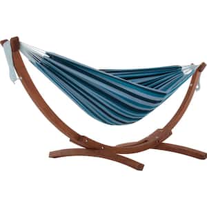 8.5 ft. Double Cotton Hammock Bed with Stand in Blue Lagoon