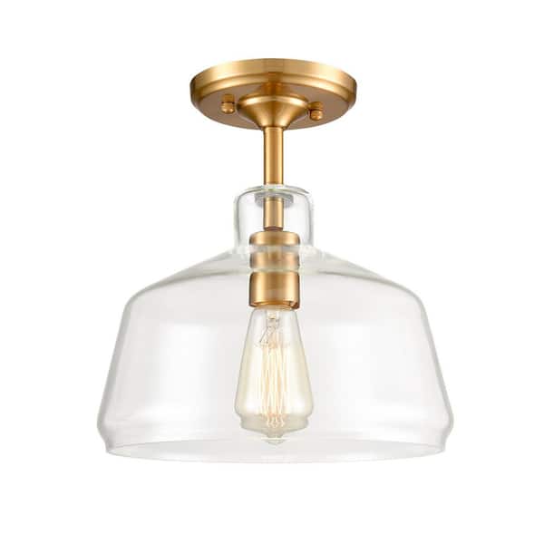CLAXY Modern Farmhouse Brass Glass Ceiling Lights Semi Flush Mount