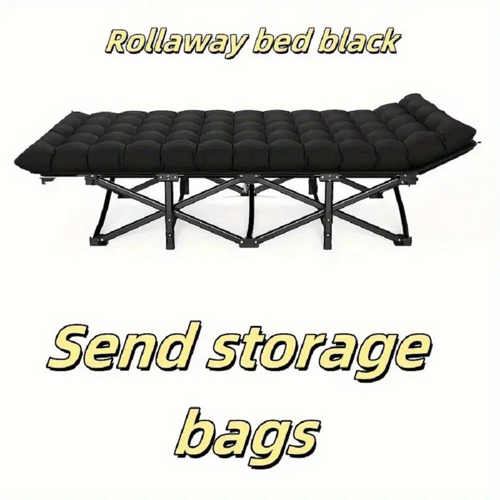 75 in. Black Aluminum Folding Camping Cot with Sponge Cushion