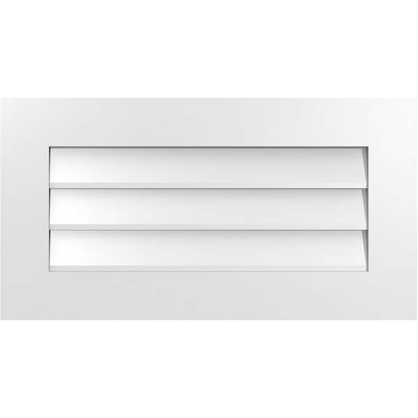 Ekena Millwork 30 in. x 16 in. Vertical Surface Mount PVC Gable Vent: Decorative with Standard Frame