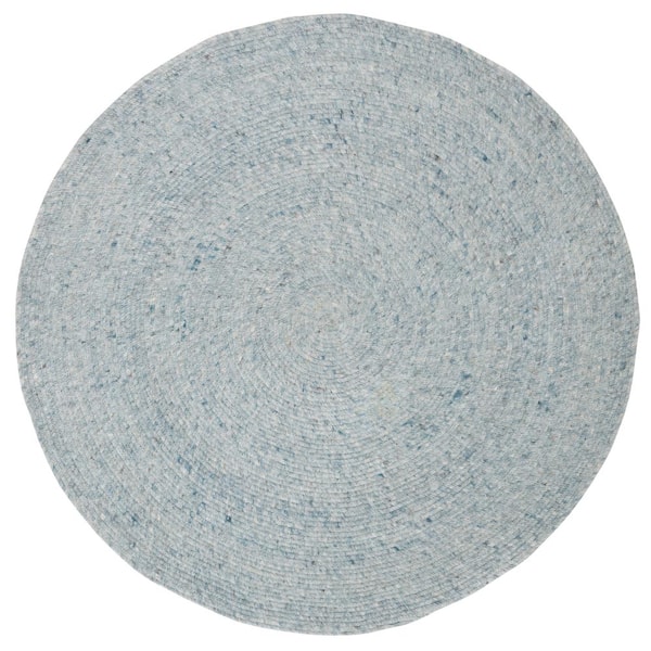 SAFAVIEH Braided Turquoise 5 ft. x 5 ft. Round Solid Speckled Area Rug