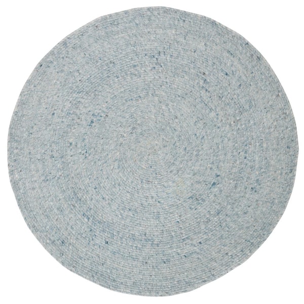 SAFAVIEH Braided Turquoise 6 ft. x 6 ft. Round Solid Speckled Area Rug