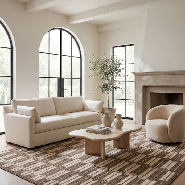Rovelle Geometric Modern Area Brown 4 ft. x 6 ft. Indoor Area Rug