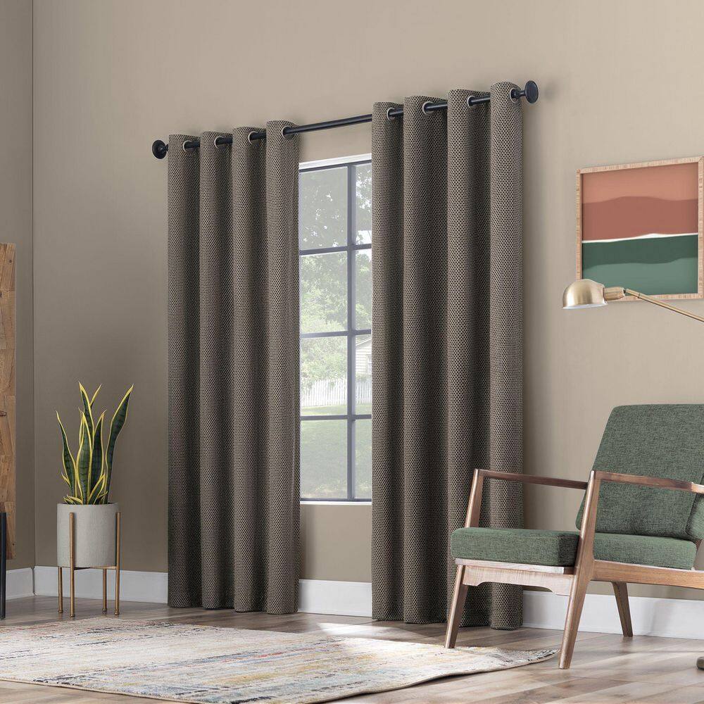 Coal Gray Polyester Blackout Grommet Curtain Panel 50" x 96"