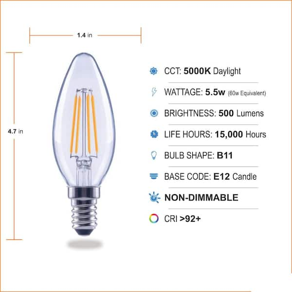 EcoSmart 60 Watt Equivalent B11 Glass Filament Non Dim CEC Title