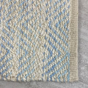 Delilah Accord Subtle Blue 7 ft. x 9 ft. Chevron Organic Jute Area Rug