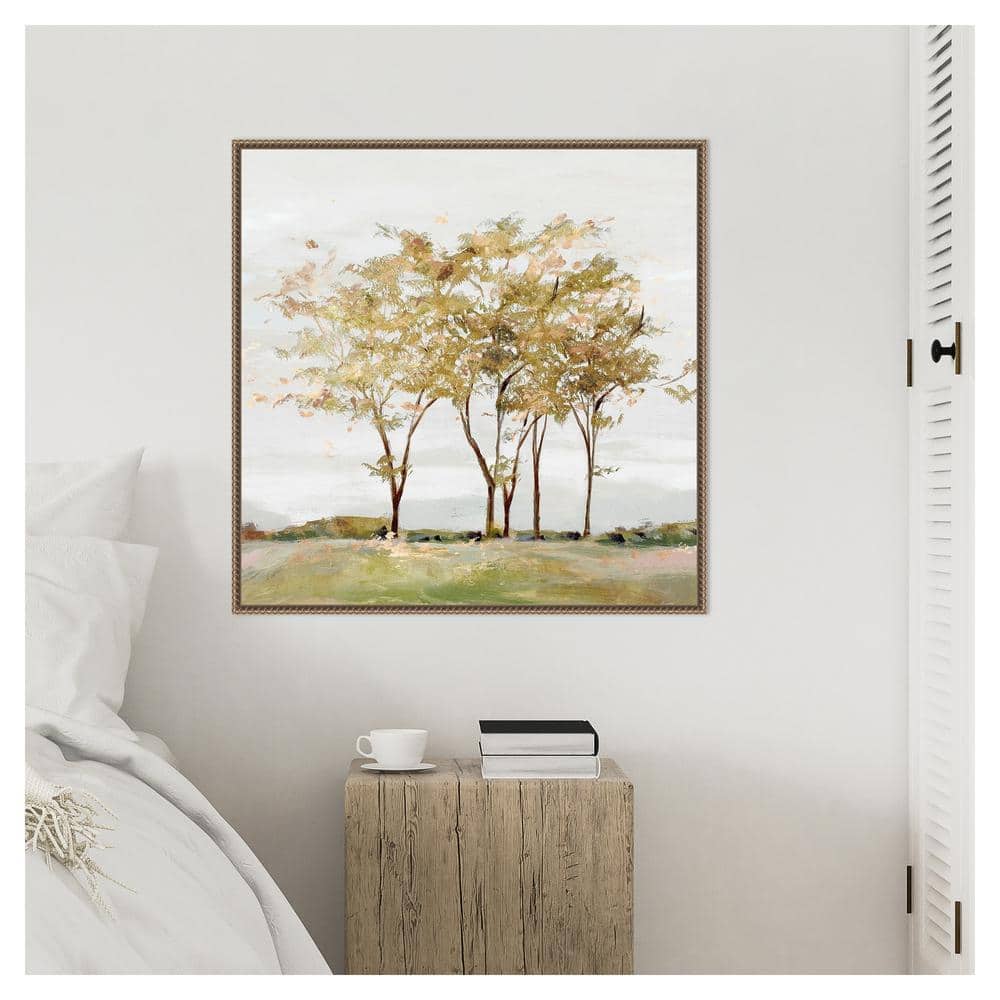 Golden Acre Wood Abstract Canvas Print with Bronze Floater Frame
