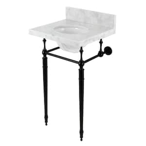 Fauceture 19 in. Marble Console Sink Set with Brass Legs in Marble White/Matte Black