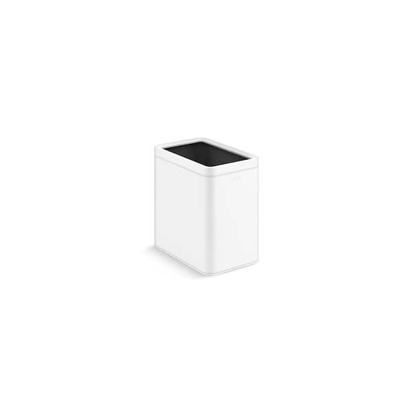 KOHLER 25-Liter Open-Top Trash Can in White with Polished Stainless Steel