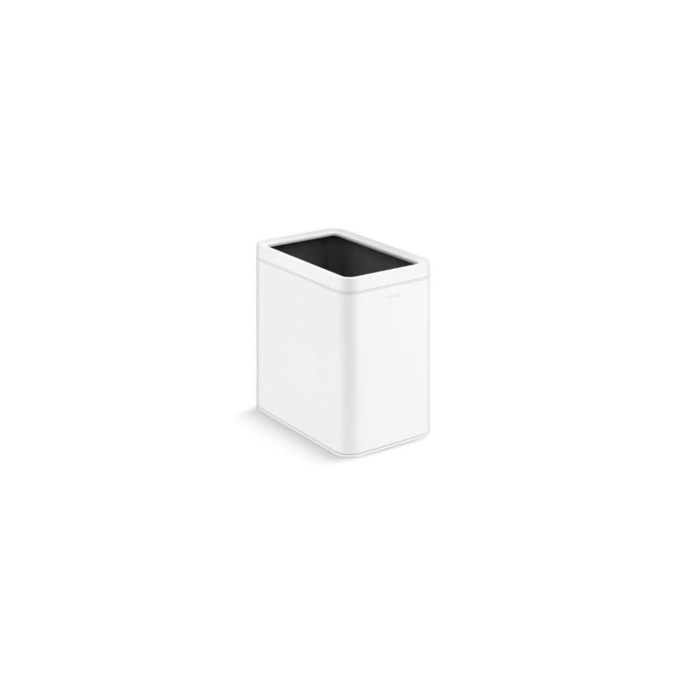 25-Liter White and Stainless Steel Open-Top Trash Can