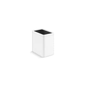 25-Liter Open-Top Trash Can in White with Polished Stainless Steel