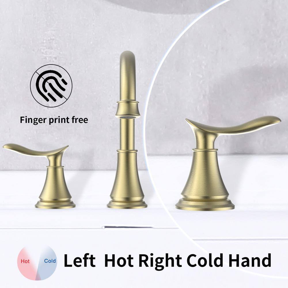 Brushed Gold 8-Inch Widespread Double Handle Bathroom Faucet