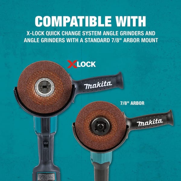 Makita X LOCK 5 in. x 1 4 in. x 7 8 in. 36 Grit Type 27 General Purpose Abrasive Grinding Wheel for Metal Grinding E 00452 The Home Depot