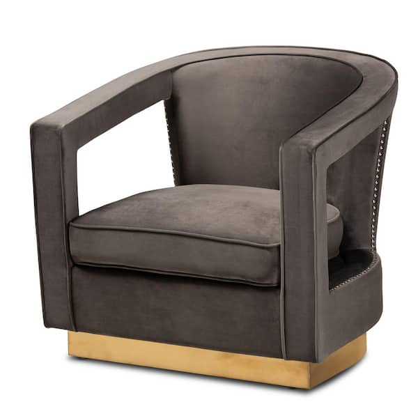 Baxton Studio Neville Grey and Gold Armchair 190 11616 HD The