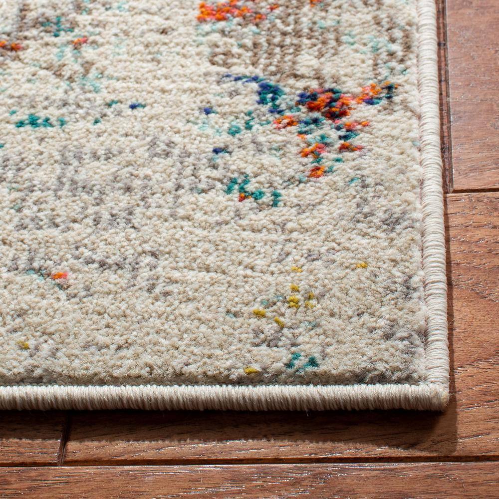 Chic Metro-Mod Orange Cream 2' x 8' Synthetic Runner Rug