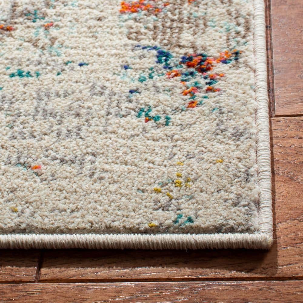 Elegant Metro-Mod Cream/Orange Synthetic 8' x 10' Area Rug