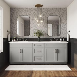 Shaker Full Overlay 15 in. W x 20.75 in. D x 34.5 in. H Plywood Assembled Vanity Drawer Base Bath Cabinet in Stone Gray