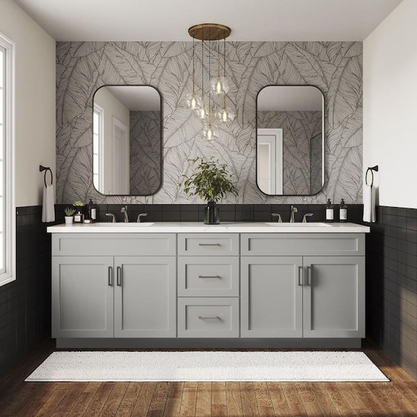 Shaker Full Overlay 36 in. W x 20.75 in. D x 34.5 in. H Plywood Assembled Vanity Sink Base Bath Cabinet in Stone Gray
