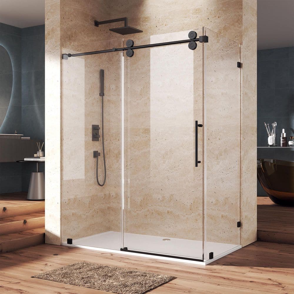 44-48 in. W x 32 in. D x 76 in. H Frameless Corner Sliding Shower Enclosure, 3/8 in. Glass, Nano Coating, Matte Black price history on PriceWatchPro