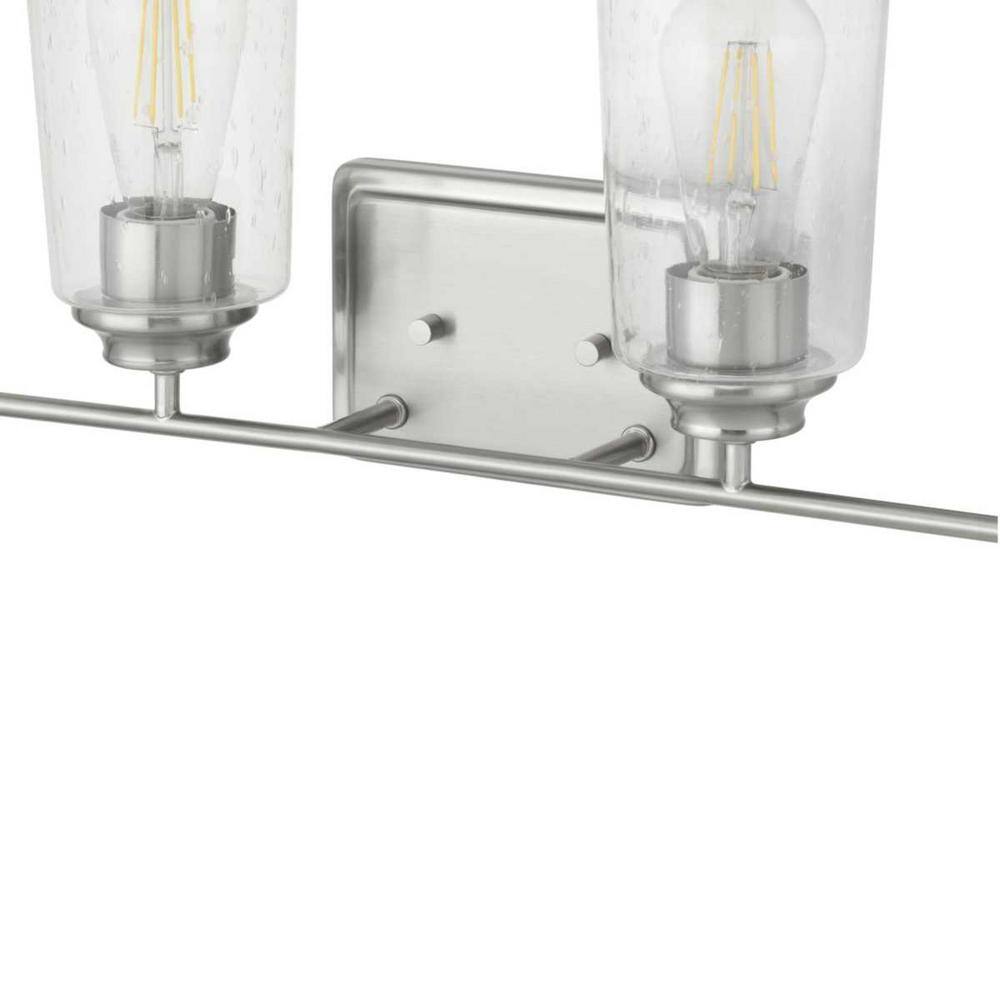 Evangeline 32" Brushed Nickel Vanity Light with Clear Glass Shades