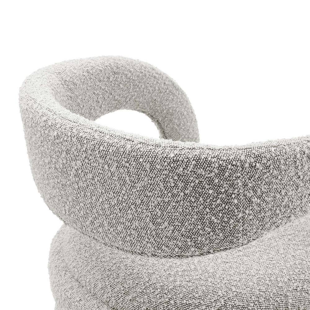 Taupe Silver Boucle Upholstered Counter Stools with Metal Legs, Set of 2