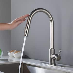 Single Hole Single Handle Pull Down Sprayer Touch Kitchen Faucet in Brushed Nickel