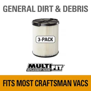 General Purpose Replacement Wet/Dry Vac Cartridge Filter for Most 5 to 20 Gallon CRAFTSMAN Shop Vacuums (3-Pack)