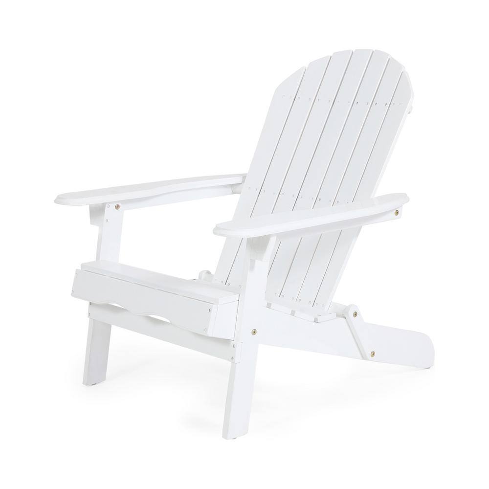 Sudzendf White Folding Wood Adirondack Chair, All-Weather Resistant ...