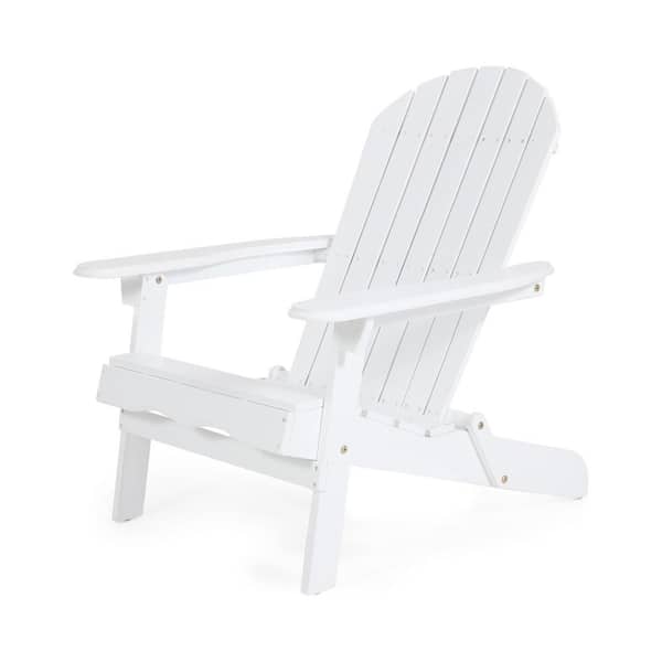 Sudzendf White Folding Wood Adirondack Chair, All-Weather Resistant