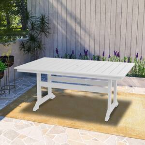 Vulcan White Rectangle HDPE Plastic Bar 29.92 in. H Patio Outdoor Dining Table