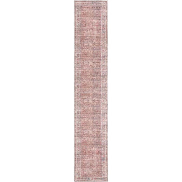 Unique Loom Nostalgia Euphoria Rust Red and Brown 2 ft. 7 in. x 14 ft. Runner Machine Washable Area Rug