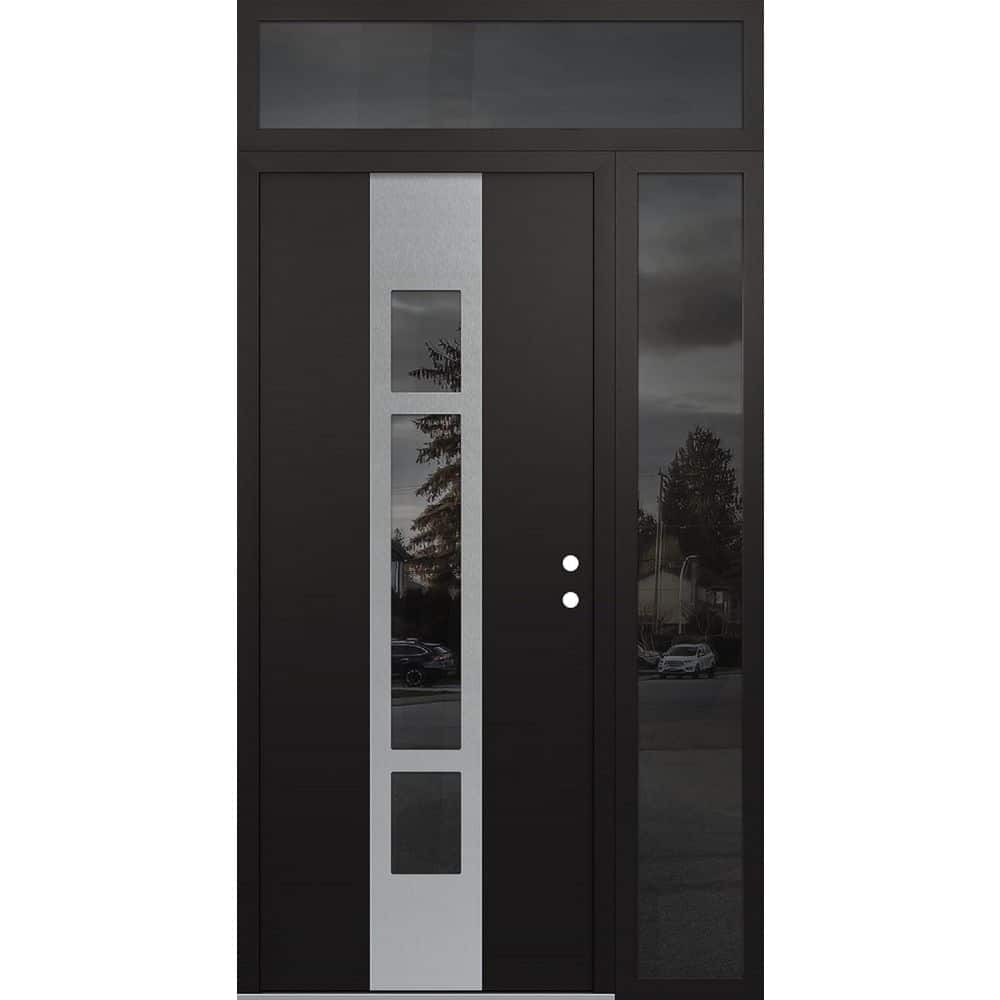 A9 48 in. x 96 in. Silver P Left-Hand/Inswing Mirrored Glass Black/Black Sidelite Plus Transom Steel Prehung Front Door price history on PriceWatchPro