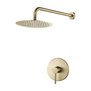 Single-Handle 1-Spray Round Shower Faucet in Brushed Gold Stainless Steel Showerhead