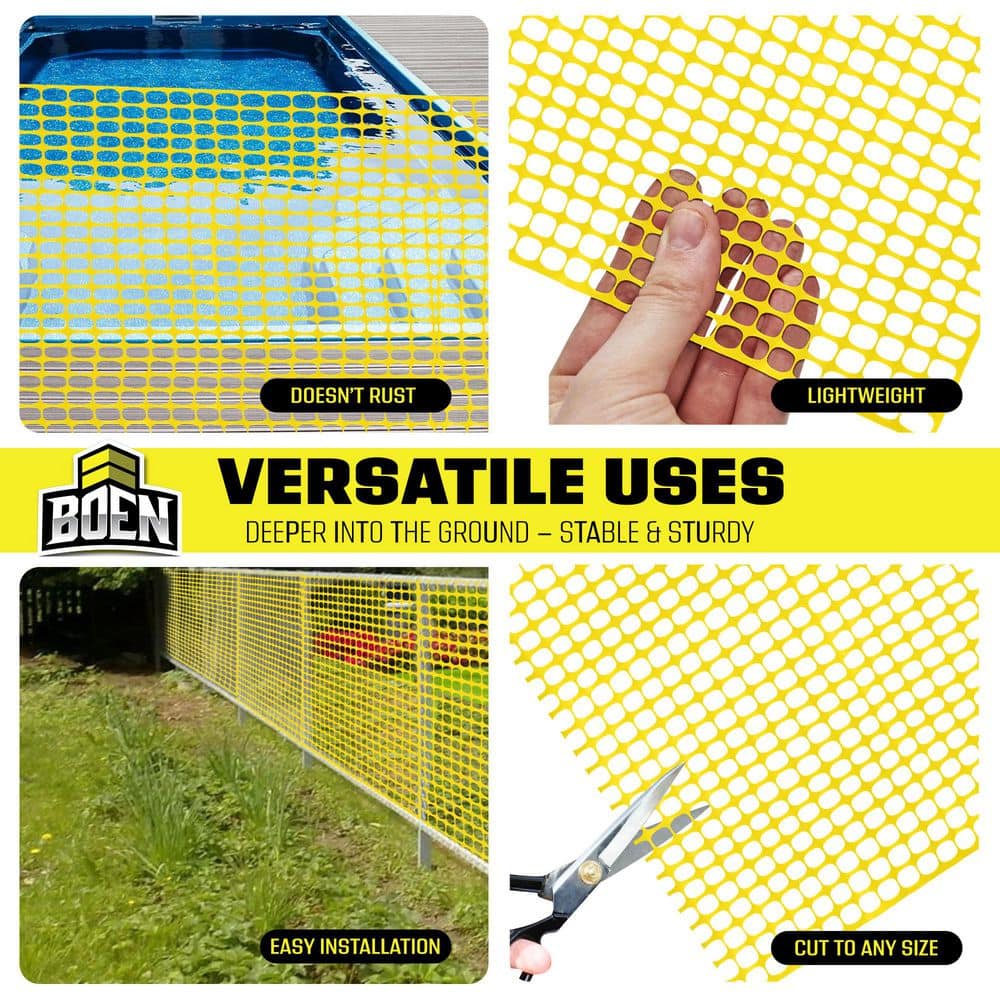 BOEN 4' x 100' Yellow Plastic Safety Snow Fence