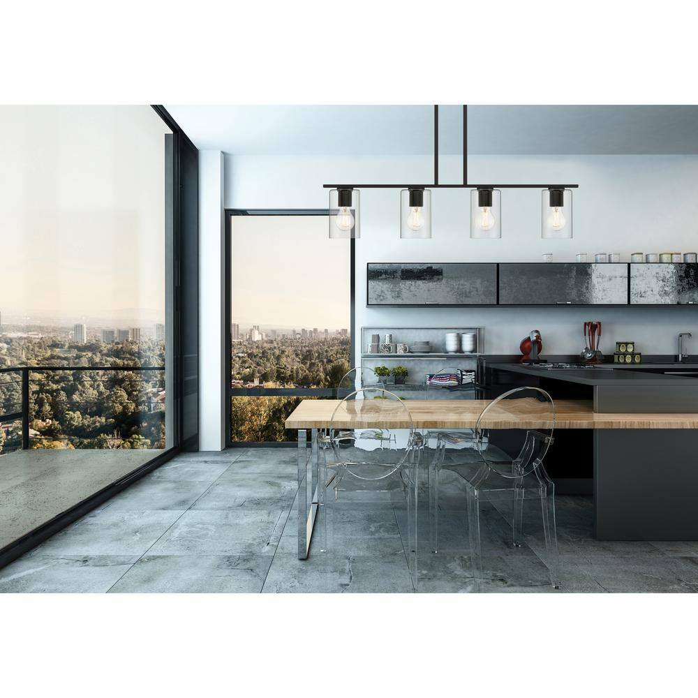 Matte Black Glass LED Globe Island Pendant Light