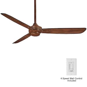 Rudolph 52 in. Indoor Distressed Koa Ceiling Fan with Wall Control
