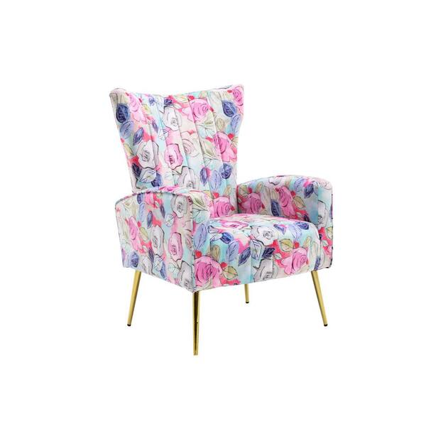 purple floral accent chair