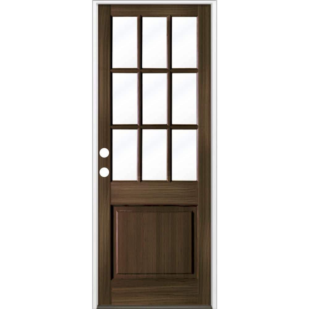 36 in. x 96 in. Farmhouse Beveled 9-Lite Clear Glass Right Hand Black Stain Hemlock Wood Prehung Front Door price history on PriceWatchPro