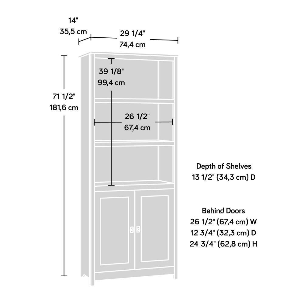 Raven Oak 5-Shelf Adjustable Library Bookcase with Doors