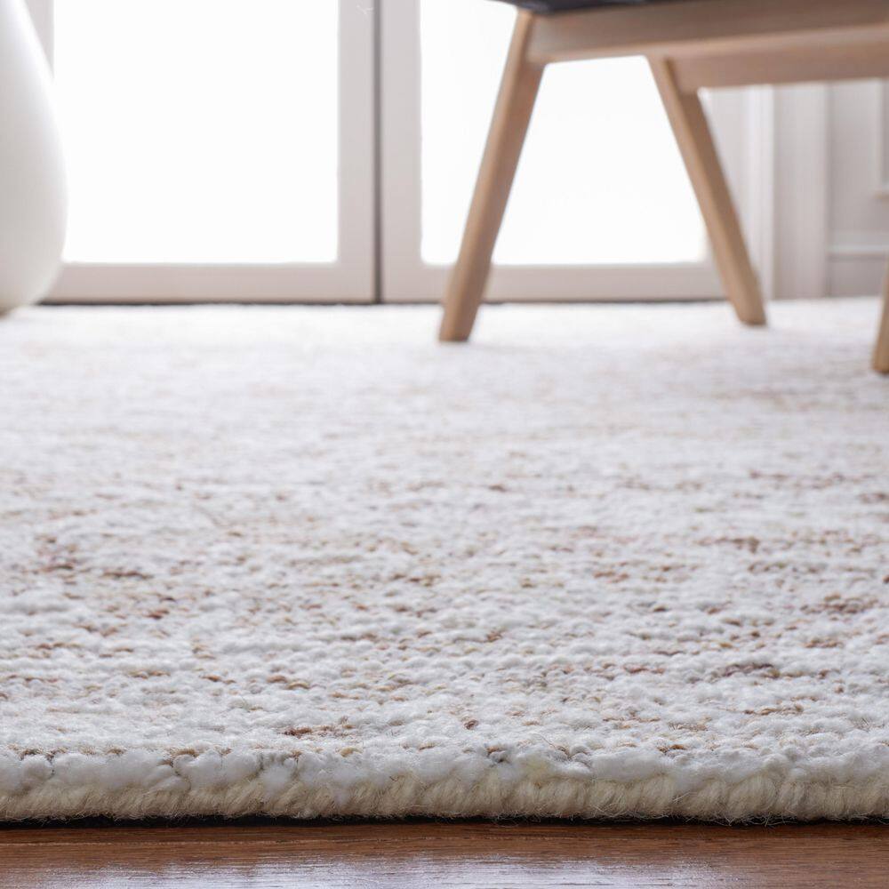 Ivory and Beige Hand-Tufted Wool Rectangular Area Rug